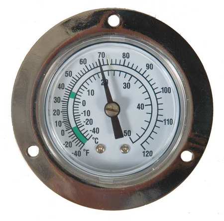 Zoro Select Analog Panel Mt Thermometer, -40 to 120F, Dial Size: 2 1/2 in 1EPF1