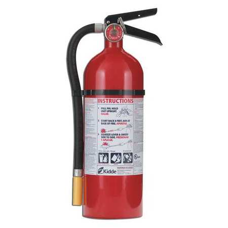 Kidde Fire Extinguisher, Class ABC, UL Rating 3A:40B:C, 195 psi, Rechargeable, 5 lb capacity, 18 ft Range FC340M-VB