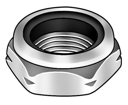 Zoro Select Nylon Insert Lock Nut, 3/8"-16, Steel, Grade 2, Zinc Plated, 17/64 in Ht, 100 PK NLI20370NTE-100P