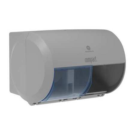 Georgia-Pacific Toilet Paper Dispenser, Compact, Horizontal Double Roll, Coreless, Wall Mount, Gray 56783A