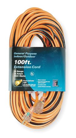 POWER FIRST 100 ft. 14/3 Lighted Extension Cord SJTW 1FD56