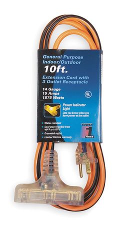 POWER FIRST 10 ft. 14/3 3-Outlet Extension Cord SJTW 1FD64