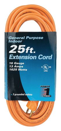 POWER FIRST 25 ft. 16/3 3-Outlet Extension Cord SJT 1FD73