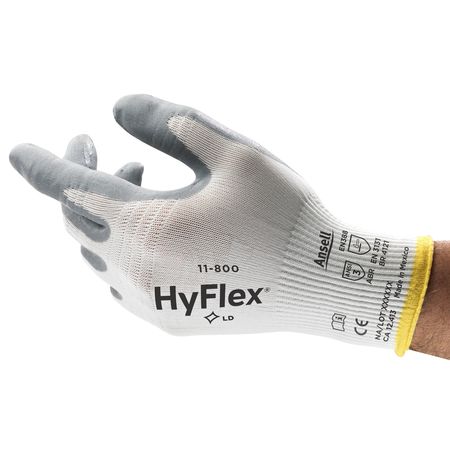 Ansell Foam Nitrile Coated Gloves, Palm Coverage, White/Gray, 2XL, PR 11-800