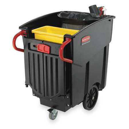 RUBBERMAID COMMERCIAL Mobile Waste Collector, Refuse, Black, 120G FG9W7300BLA