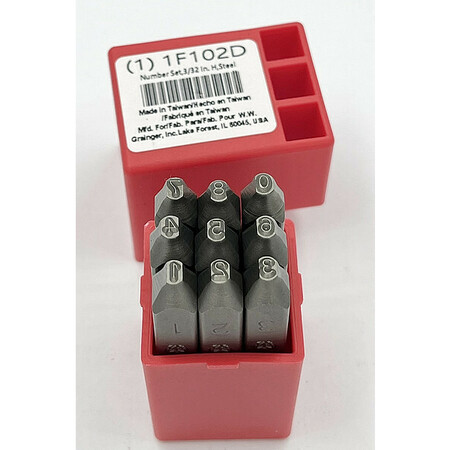 ZORO SELECT Number Set, 3/32 In. H, Steel 1F102