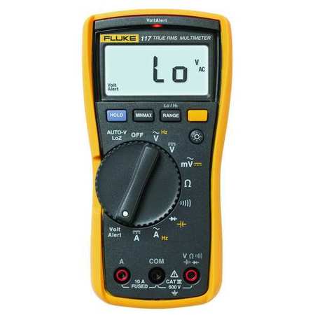 FLUKE Digital Multimeter, 600 Max. AC Volts, 600 Max. DC Volts, 10 Max. AC Amps, 10 Max. DC Amps FLUKE-117