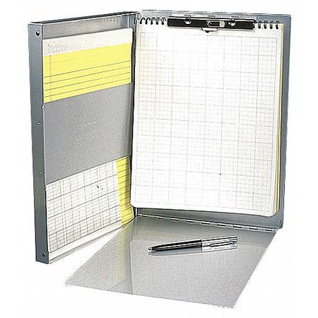 Zoro Select 8-1/2" x 14" Portable Storage Clipboard 3/8", Silver 10519