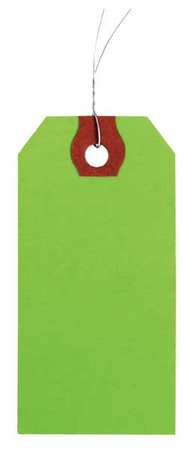 Zoro Select 2-3/8" x 4-3/4" Green Paper Wire Tag, Includes 12" Wire, Pk1000 4WKX9
