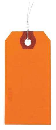 ZORO SELECT 1-3/8" x 2-3/4" Orange Paper Wire Tag, Includes 12" Wire, Pk1000 4WKZ1