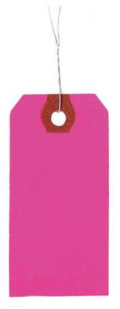 ZORO SELECT 1-3/8" x 2-3/4" Fluorescent Pink Wire Tag, Includes 12" Wire, Pk1000 4WLA8