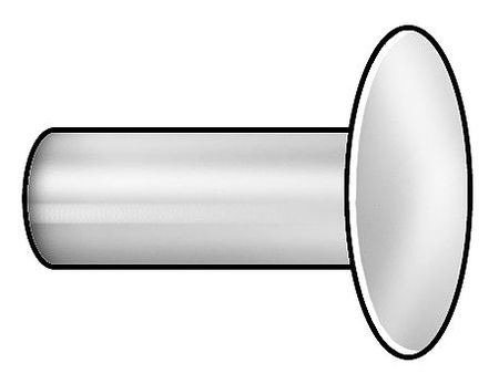 Zoro Select Semi-Tubular Rivet, Truss Head, 3/16 in Dia., 1/2 in L, Aluminum Body, 100 PK TAC1216.1-100