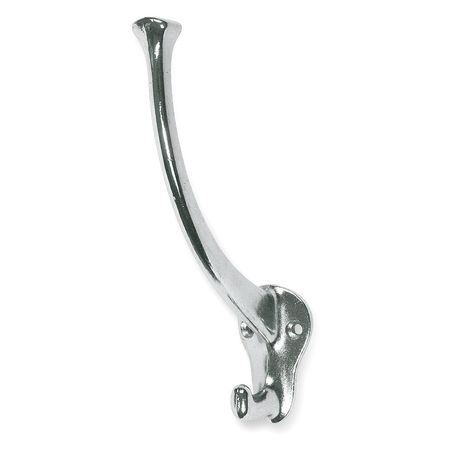 ZORO SELECT Coat and Garment Hook, 2 Ends, Aluminum 1HHL5