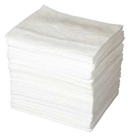 Brady Absorbent Pad, 51 gal, 15 in x 19 in, Oil-Based Liquids, White, Polypropylene ENV200