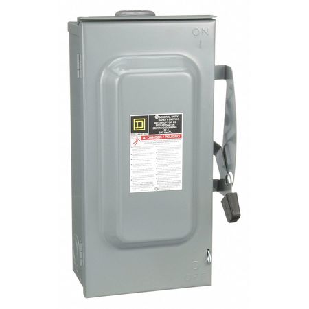 SQUARE D Fusible Safety Switch, General Duty, 240V AC, 3PST, 100 A, NEMA 3R D323NRB