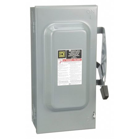 Square D Fusible Single Throw Safety Switch, General Duty, 240V AC, 3PST, 100 A, NEMA 1 D323N