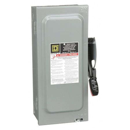SQUARE D Fusible Safety Switch, Heavy Duty, 240V AC, 3PST, 30 A, NEMA 1 H321N