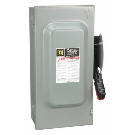 Square D Fusible Safety Switch, Heavy Duty, 600V AC, 3PST, 60 A, NEMA 1 H362