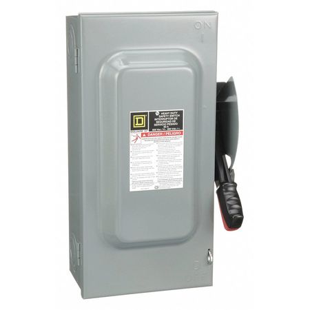 Square D Fusible Safety Switch, Heavy Duty, 600V AC, 3PST, 60 A, NEMA 1 H362N