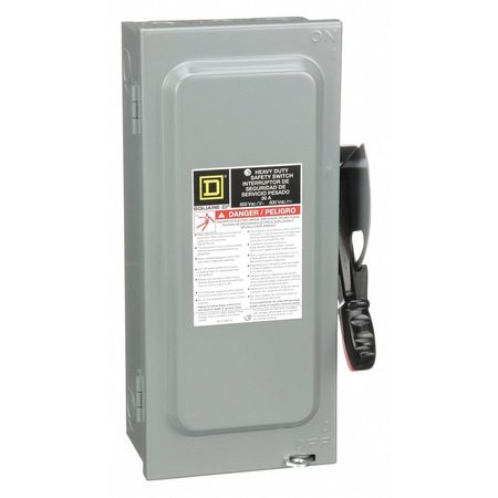Square D Nonfusible Safety Switch, Heavy Duty, 600V AC, 3PST, 30 A, NEMA 1 HU361