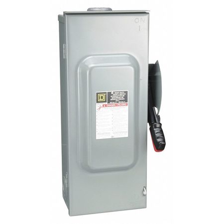Square D Nonfusible Safety Switch, Heavy Duty, 600V AC, 3PST, 100 A, NEMA 3R HU363RB