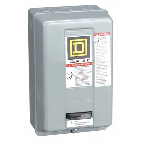 SQUARE D Nonreversing Magnetic Motor Starter, 1 NEMA Rating, 120V AC, 3 Poles, No Auxiliary Contacts 8536SCG3V02S