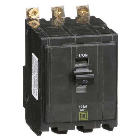 SQUARE D Miniature Circuit Breaker, QOB Series 15A, 3 Pole, 120/240V AC QOB315