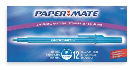 Paper Mate Stick Ballpoint Pen, Fine 0.8 mm, Blue PK12 3361131