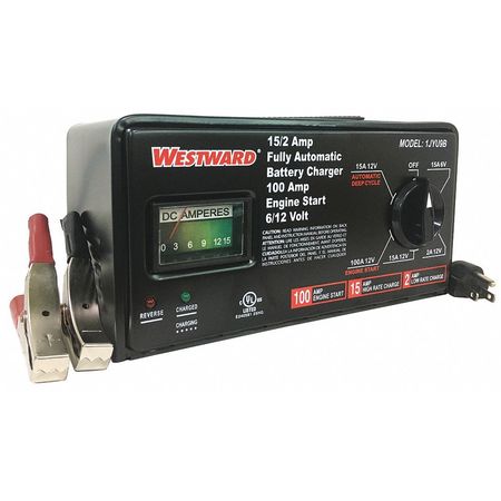 WESTWARD Battery Charger, Automatic Boosting, Charging, Maintaining For Batt. Volt.: 6, 12 1JYU9