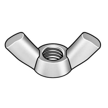 ZORO SELECT Wing Nut, 1/4"-20, Steel, Zinc Plated, 0.563 in Ht, 1.1094 in Max Wing Span, 2000 PK WNCFI0250-2000T