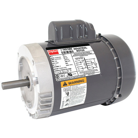 DAYTON Capacitor-Start/Run General Purpose Motor, 2 HP, 115/208-230V AC Voltage, 56C Frame 1K075