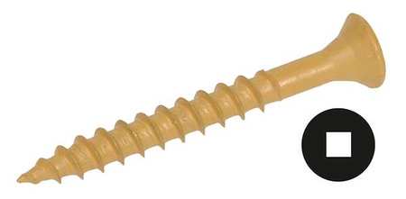 Zoro Select Wood Screw, #6, 1 in, Zinc Plated Steel Flat Head Square Drive, 100 PK U25140.013.0100