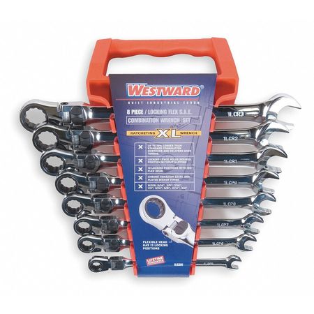 WESTWARD Ratcheting Wrench Set, Pieces 8 1LCD6