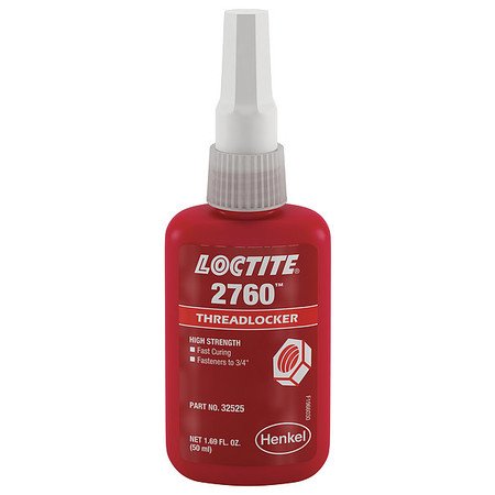 Loctite Threadlocker, LOCTITE 2760, Red, High Strength, Liquid, 10 mL Bottle 303441