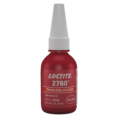 Loctite Threadlocker, LOCTITE 2760, Red, High Strength, Liquid, 50 mL Bottle 303440