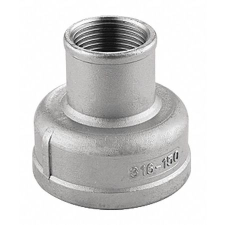 ZORO SELECT 1-1/2" x 1" FNPT 304 SS Reducing Coupling 40RC111N112010