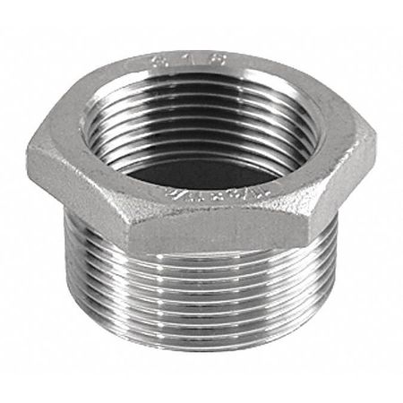 Zoro Select 304 Stainless Steel Hex Bushing, 3/8 in x 1/4 in Fitting Pipe Size, Male NPT x Female NPT 400B113N038014