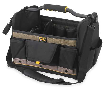 Clc Work Gear Bag/Tote, Tool Tote, Black, Polyester, 21 Pockets 1578