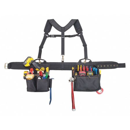 Clc Work Gear Tool Belt, Tool Belt/Rig Combo System, Black, Polyester, 28 Pockets 1608