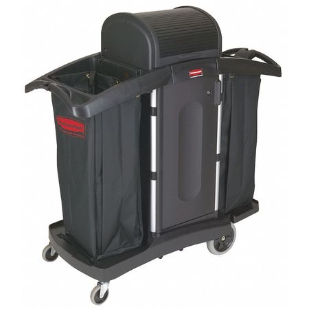 RUBBERMAID COMMERCIAL Housekeeping Cart, Black, Structural Web FG9T7800BLA