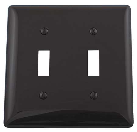 Hubbell Wiring Device-Kellems Toggle Switch Wall Plates, Number of Gangs: 2 Nylon, Smooth Finish, Brown NP2