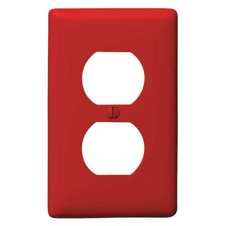 Hubbell Wiring Device-Kellems Duplex Wall Plates and Box Cover, Number of Gangs: 1 Nylon, Smooth Finish, Red NP8R