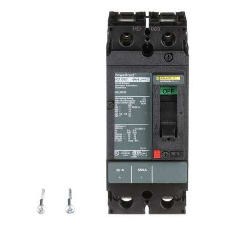 SQUARE D Molded Case Circuit Breaker, HDL Series 30A, 2 Pole, 600V AC HDL26030