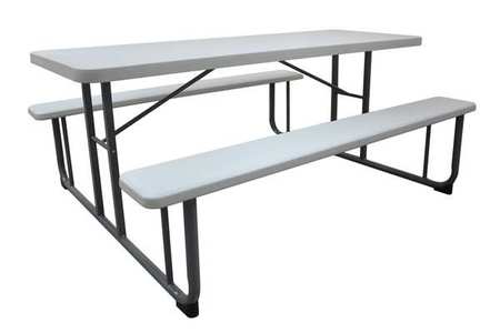 ZORO SELECT Picnic Table, 72" W x60" D, White 1MDU4