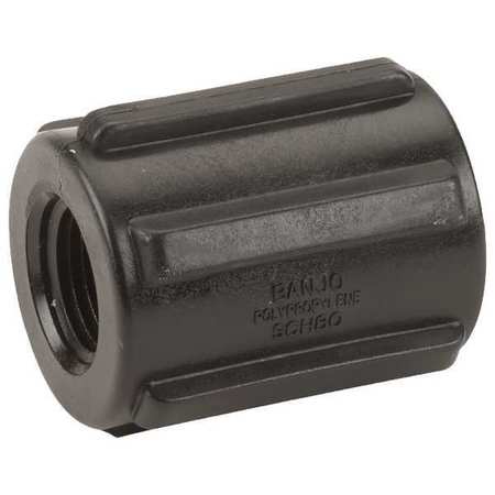 ZORO SELECT Coupling, Polypropylene, 1/2", Schedule 80, 300 psi Max Pressure CPLG050