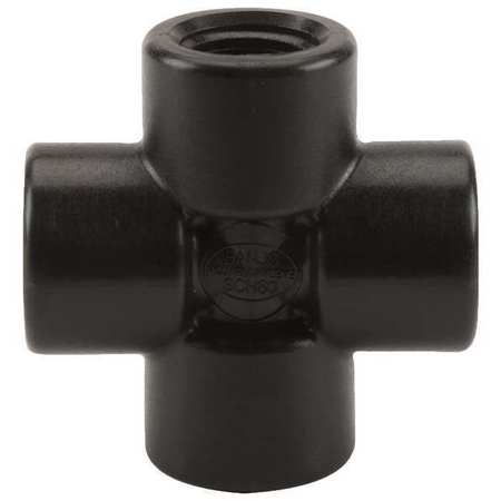 ZORO SELECT Cross, Polypropylene, 1/2", Schedule 80, 300 psi Max Pressure CR050