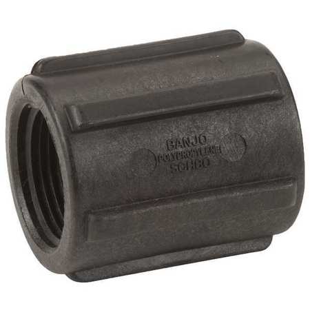 Zoro Select Coupling, Polypropylene, 1", Schedule 80, 300 psi Max Pressure CPLG100