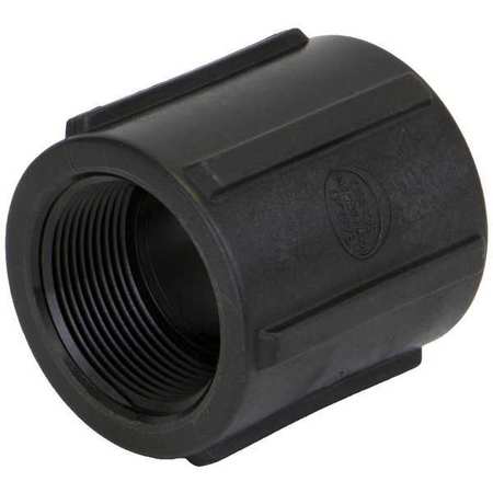 ZORO SELECT Coupling, Polypropylene, 1-1/2", Schedule 80, 300 psi Max Pressure CPLG150