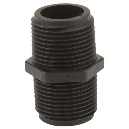 Zoro Select Hex Nipple, Polypropylene, 3/4", Schedule 80, 300 psi Max Pressure NIP075-SH