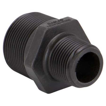 Zoro Select Reducing Nipple, Polypropylene, 1-1/2" x 1", Schedule 80, 300 psi Max Pressure RN150-100